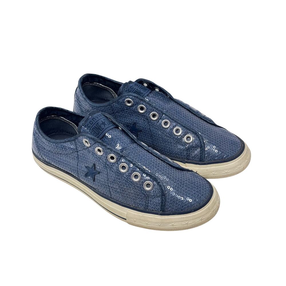 Converse One Star Women’s Chuck Taylor Low Y2K Blue Sequins Sneakers Size 8.5